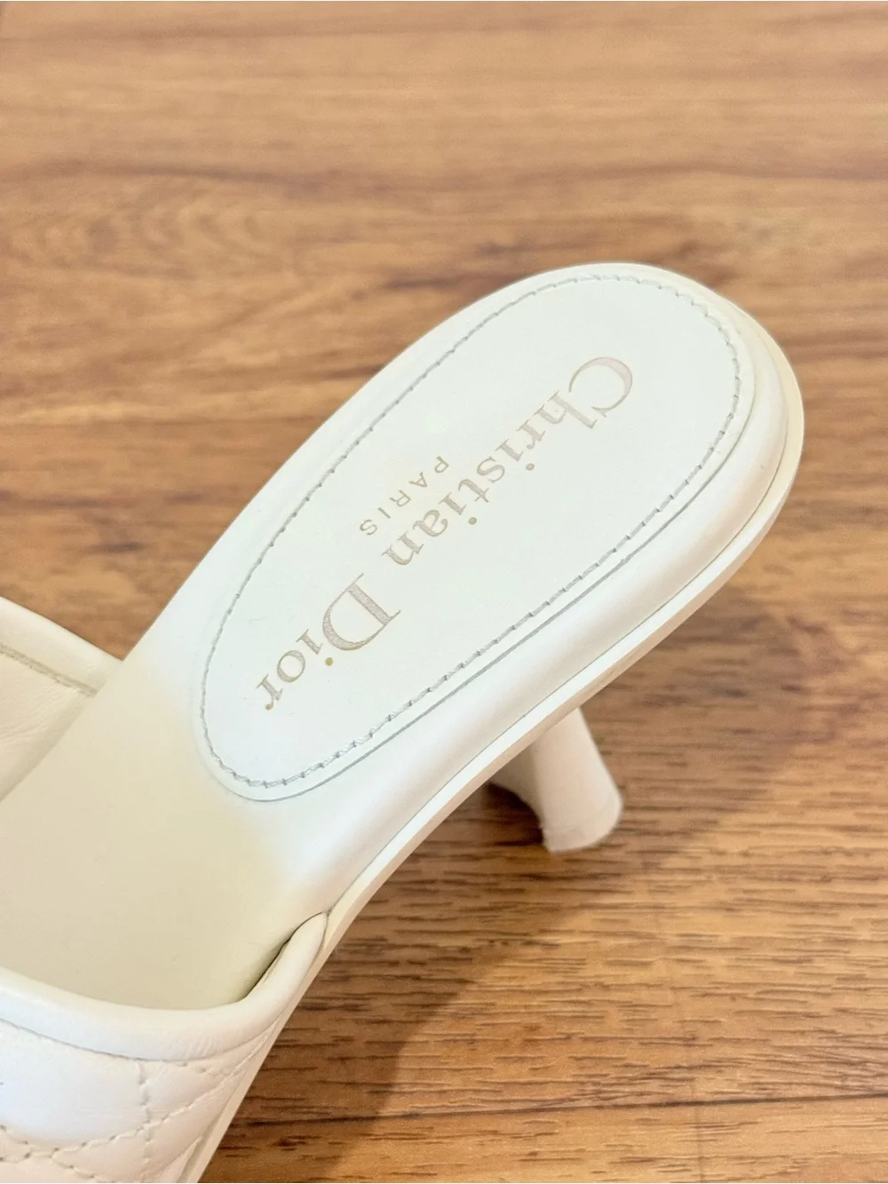Christian Dior Paris Ivory Quilted Mule Heels EU 38.5 US 8.5